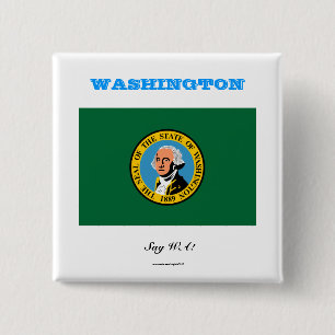 Bóton Quadrado 5.08cm bandeira do estado WASHINGTON