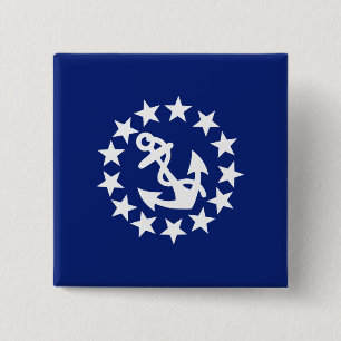 Bóton Quadrado 5.08cm Bandeira do iate náutico americano no azul Marinh