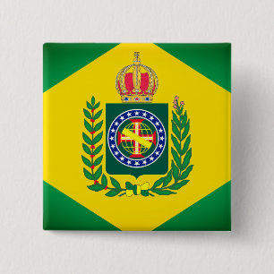 Bóton Quadrado 5.08cm Bandeira do Império do Brasil