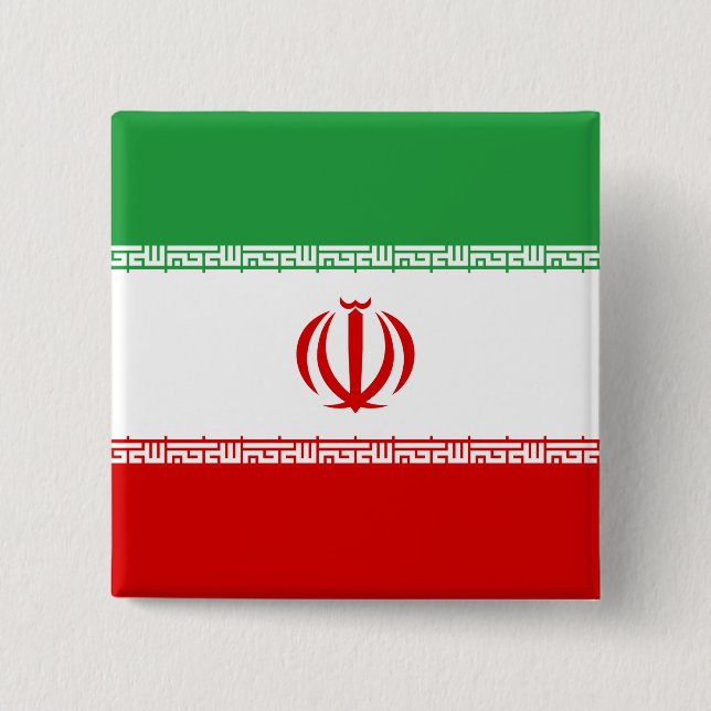 Bóton Quadrado 5.08cm Bandeira do Irã (iraniano) (Frente)