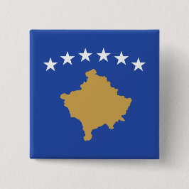 Bóton Quadrado 5.08cm Bandeira do Kosovo