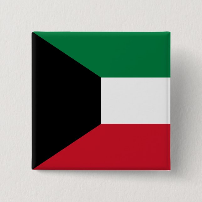 Bóton Quadrado 5.08cm Bandeira do Kuwait (Frente)