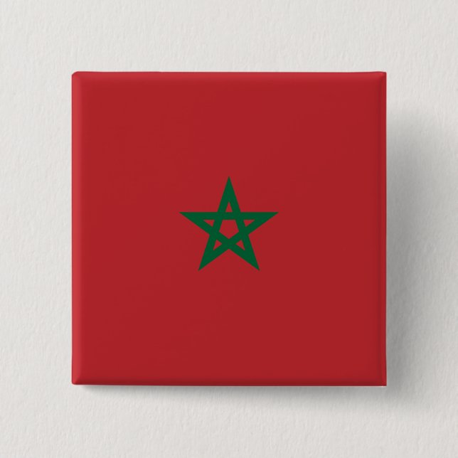 Bóton Quadrado 5.08cm Bandeira do Marrocos (Frente)
