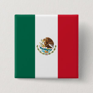 Bóton Quadrado 5.08cm Bandeira do México, Bandera do México