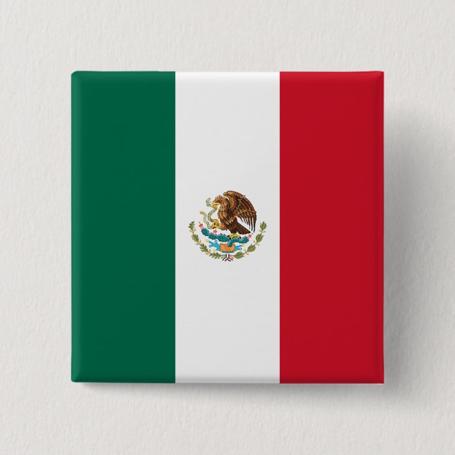 Bóton Quadrado 5.08cm Bandeira do México (México) (Frente)