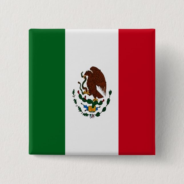 Bóton Quadrado 5.08cm Bandeira do México Patriótico (Frente)