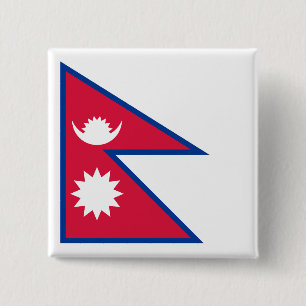 Bóton Quadrado 5.08cm Bandeira do Nepal