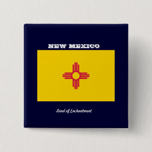 Bóton Quadrado 5.08cm Bandeira do Novo México