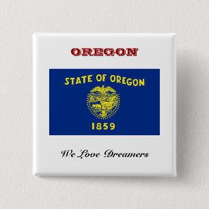 Bóton Quadrado 5.08cm Bandeira do Oregon