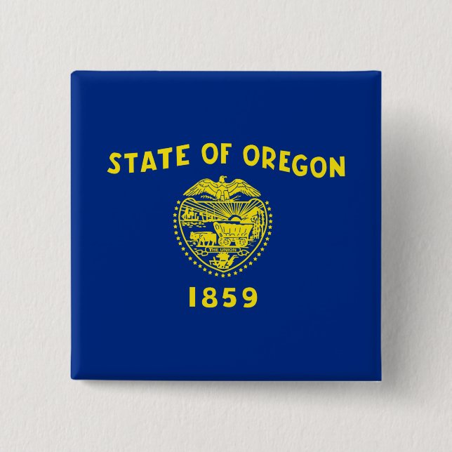 Bóton Quadrado 5.08cm Bandeira do Oregon (Frente)