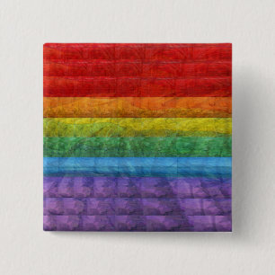 Bóton Quadrado 5.08cm Bandeira do orgulho gay do mosaico do arco-íris