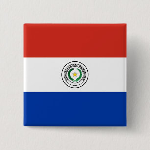 Bóton Quadrado 5.08cm Bandeira do Paraguai (Paraguai)