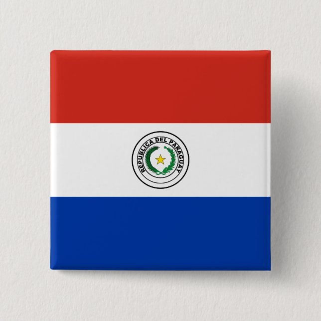 Bóton Quadrado 5.08cm Bandeira do Paraguai (Paraguai) (Frente)