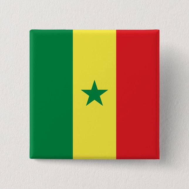 Bóton Quadrado 5.08cm Bandeira do Senegal (Senegal) (Frente)