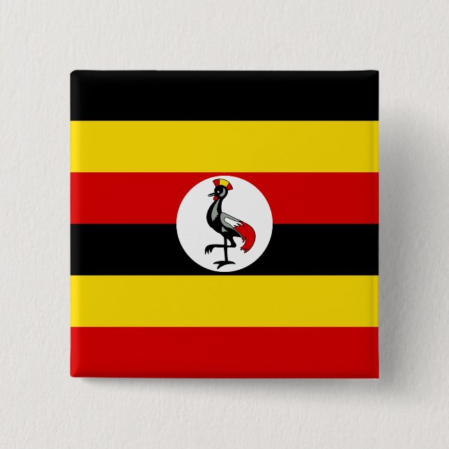 Bóton Quadrado 5.08cm Bandeira do Uganda (Frente)