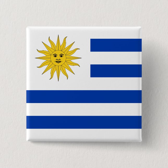Bóton Quadrado 5.08cm Bandeira do Uruguai (Frente)
