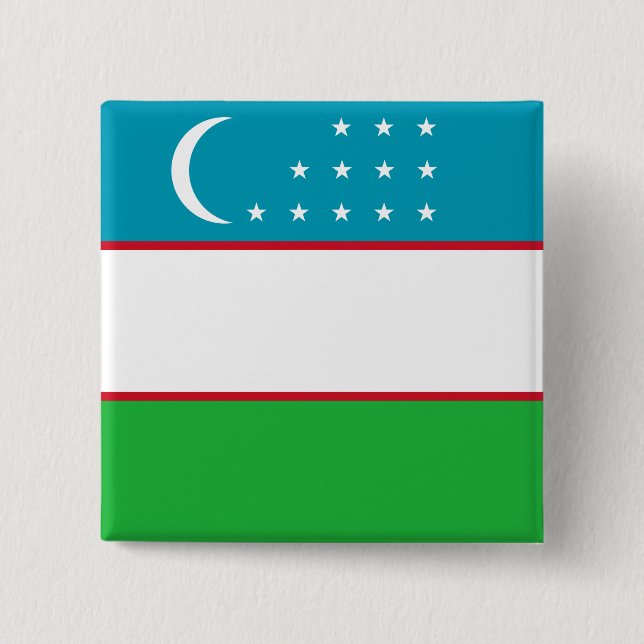 Bóton Quadrado 5.08cm Bandeira do Usbequistão (Frente)