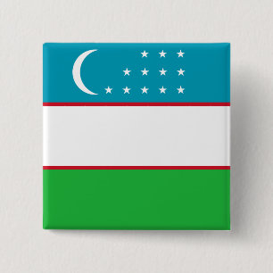 Bóton Quadrado 5.08cm Bandeira do Uzbequistão