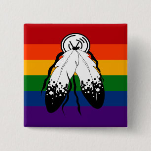 Bóton Quadrado 5.08cm Bandeira Dois-Espirituoso contínua do orgulho