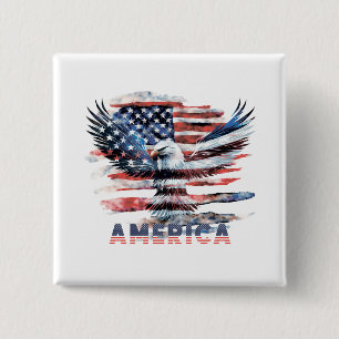 Bóton Quadrado 5.08cm Bandeira dos Estados Unidos. América