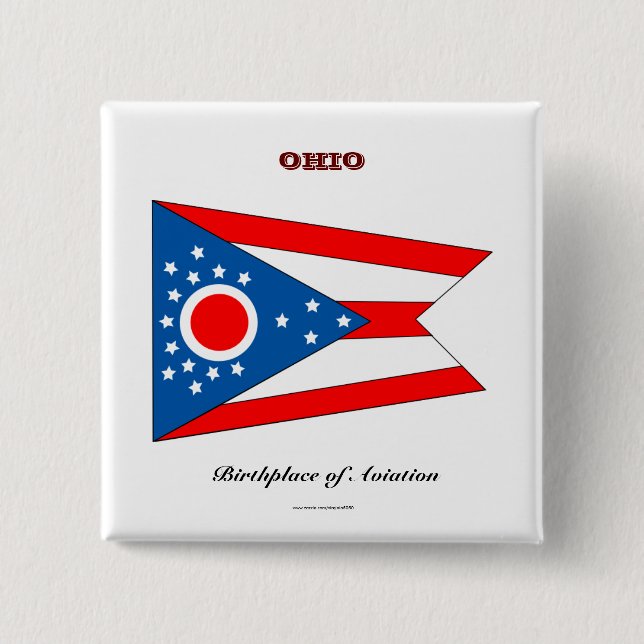Bóton Quadrado 5.08cm Bandeira e slogan do estado de Ohio (Frente)