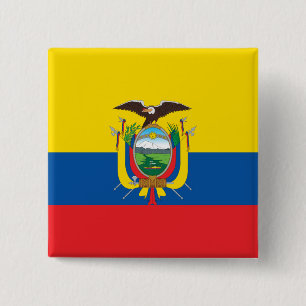 Bóton Quadrado 5.08cm Bandeira Equador (Equador)