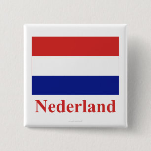 Bóton Quadrado 5.08cm Bandeira holandesa com nome no Dutch