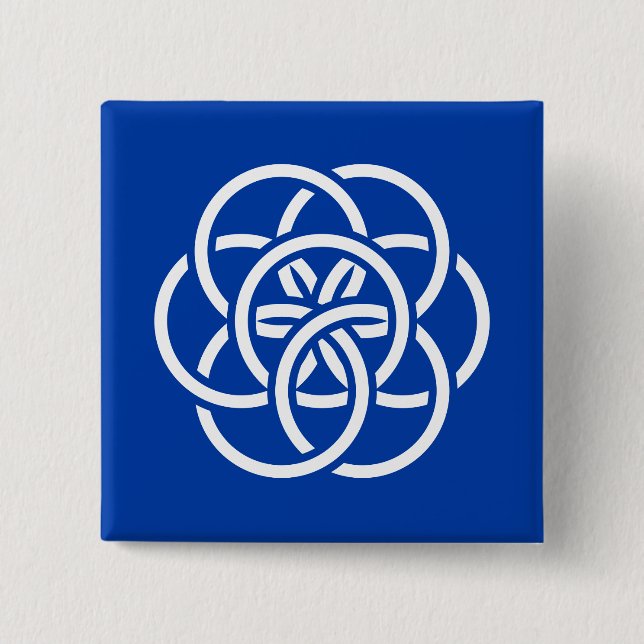 Bóton Quadrado 5.08cm Bandeira Internacional do Planeta Terra (Frente)