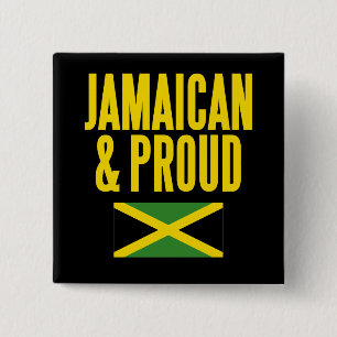 Bóton Quadrado 5.08cm Bandeira jamaicana e orgulhosa da Jamaica