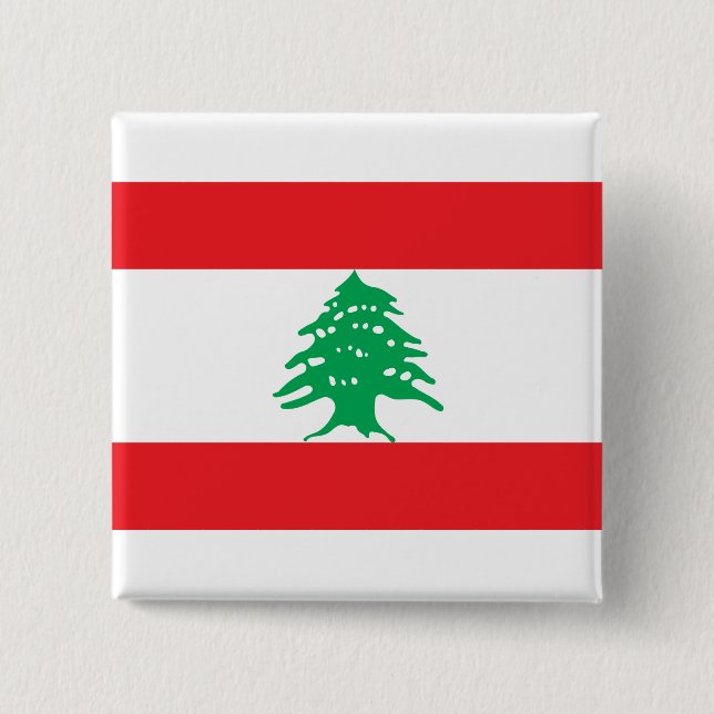 Bóton Quadrado 5.08cm Bandeira Libanesa (Bandeira do Líbano) (Frente)