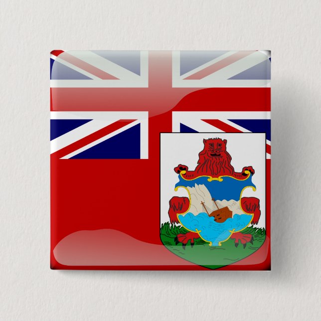 Bóton Quadrado 5.08cm Bandeira lustrosa bermudense (Frente)