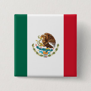 Bóton Quadrado 5.08cm Bandeira mexicana