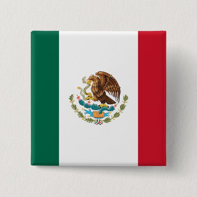 Bóton Quadrado 5.08cm Bandeira mexicana (Frente)