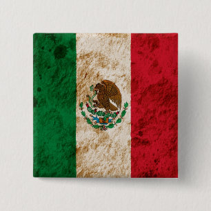 Bóton Quadrado 5.08cm Bandeira mexicana áspera