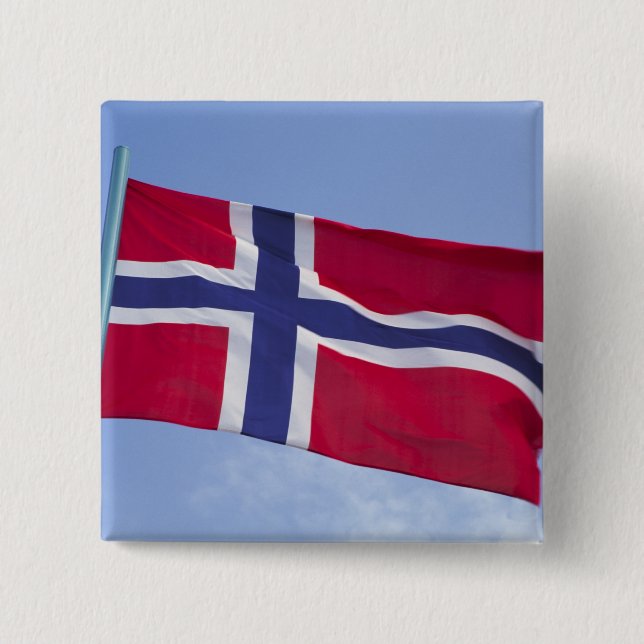 Bóton Quadrado 5.08cm Bandeira norueguesa RF) (Frente)