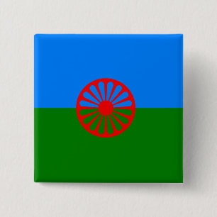 Bóton Quadrado 5.08cm Bandeira oficial do cigano do Romani