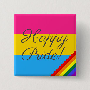 Bóton Quadrado 5.08cm Bandeira Pansexual do Orgulho