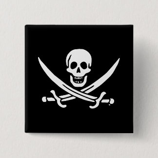 Bóton Quadrado 5.08cm Bandeira pirata de Jolly roger