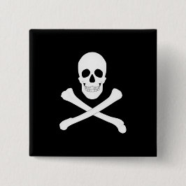 Bóton Quadrado 5.08cm Bandeira Pirate (Jolly Roger)