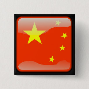 Bóton Quadrado 5.08cm Bandeira polida chinesa