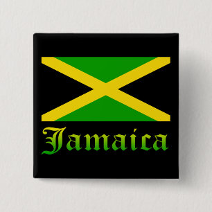 Bóton Quadrado 5.08cm Bandeira, preto, verde e amarelo de Jamaica