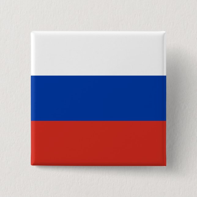 Bóton Quadrado 5.08cm Bandeira Russa (Rússia) (Frente)