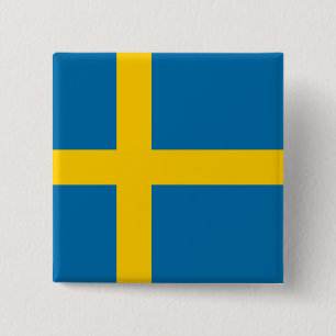 Bóton Quadrado 5.08cm Bandeira Sueca (Suecia) Crachá Quadrado De 15 Cm