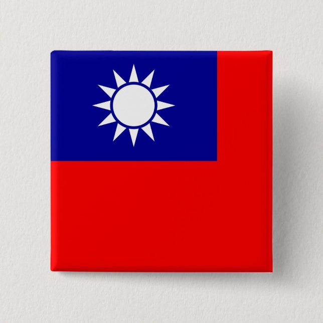 Bóton Quadrado 5.08cm bandeira taiwan (Frente)