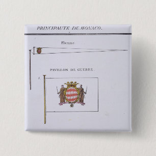 Bóton Quadrado 5.08cm Bandeiras de Monaco, de um livro francês das