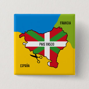 Bóton Quadrado 5.08cm Bandera Ikurriña, país Vasco do EL do por do