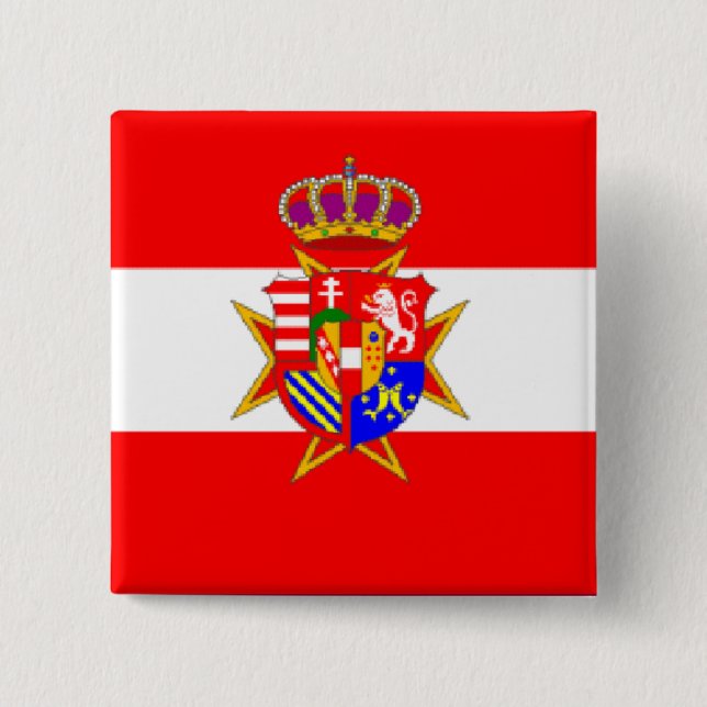 Bóton Quadrado 5.08cm Banner branco vermelho Grão-Ducado da Toscana (Frente)