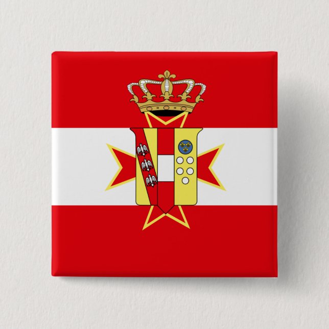 Bóton Quadrado 5.08cm Banner branco vermelho Grão-Ducado da Toscana (Frente)