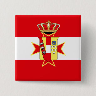 Bóton Quadrado 5.08cm Banner branco vermelho Grão-Ducado da Toscana