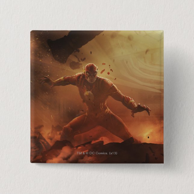 Bóton Quadrado 5.08cm Banner: Flash, Cinza (Frente)